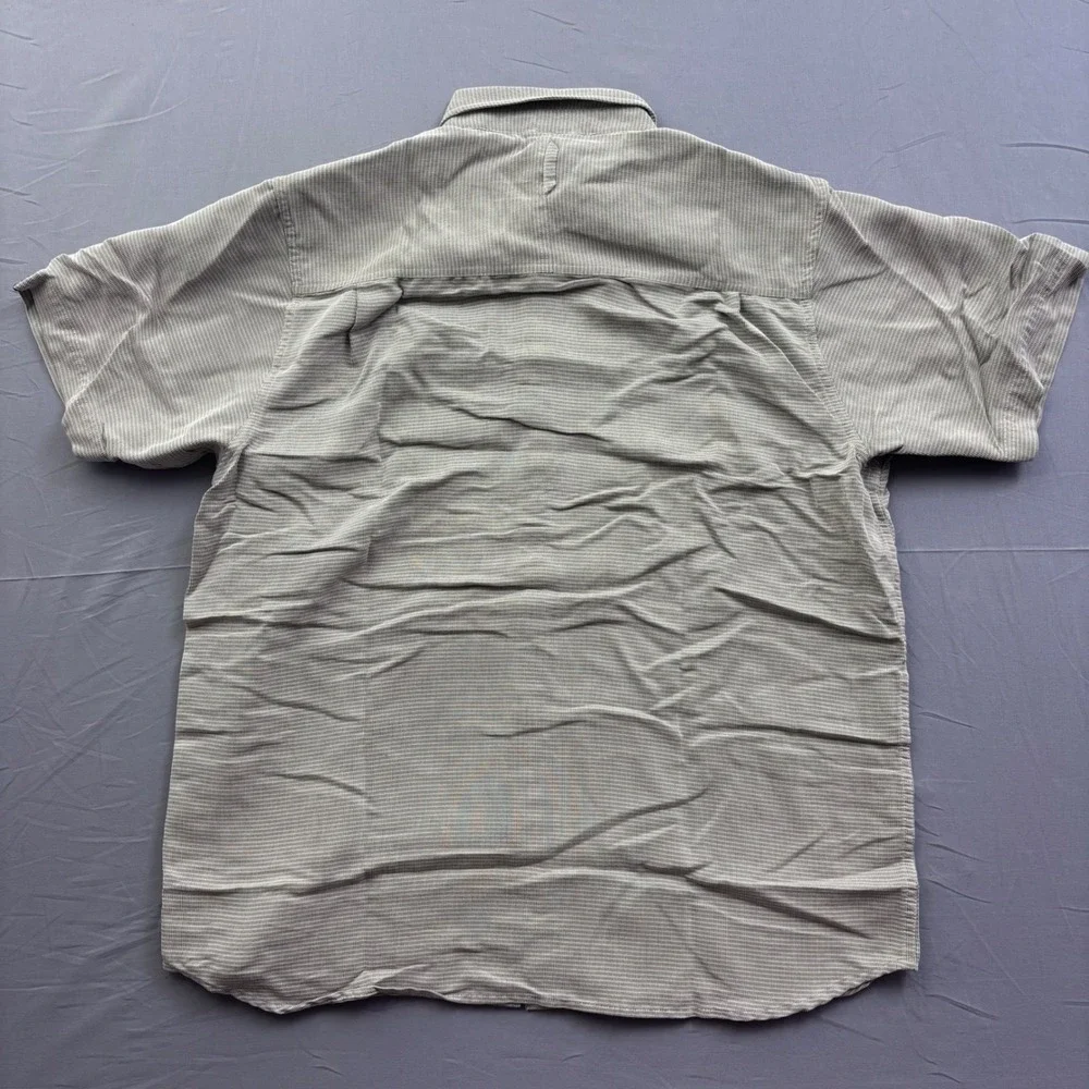The North Face Mens Grey Check Modal Blend Short Sleeve Hiking Shirt Large AT8D